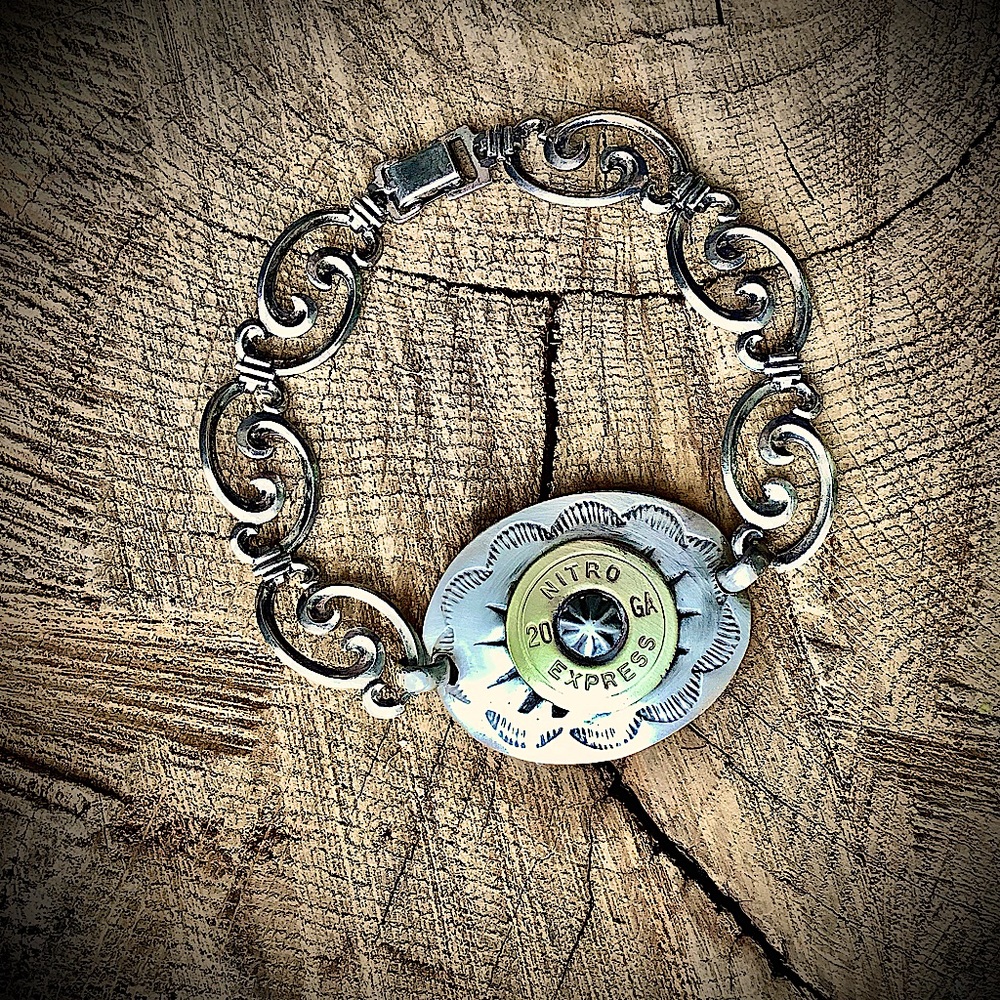 Sterling bracelet with vintage brass casing (up to 7 1/4” wrist)